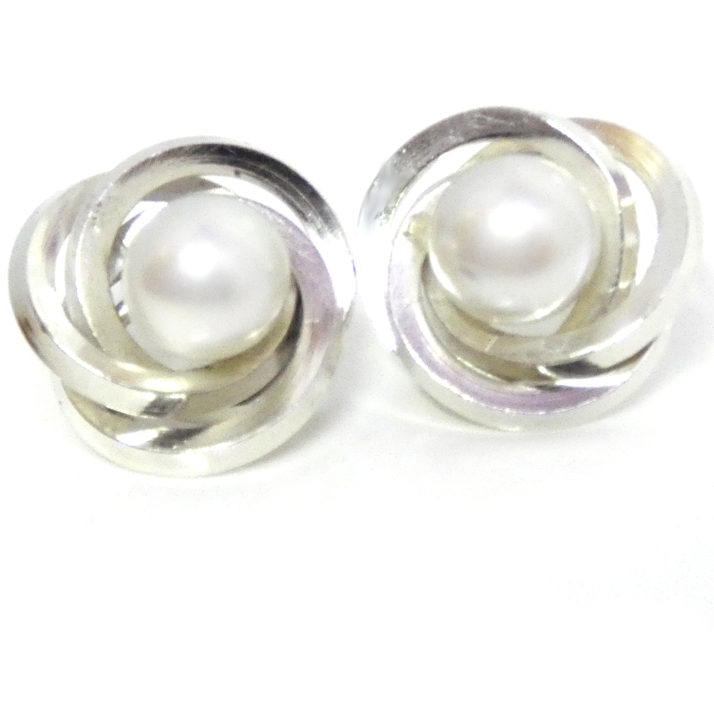 White South Seas Keishi Button Pearl Earrings